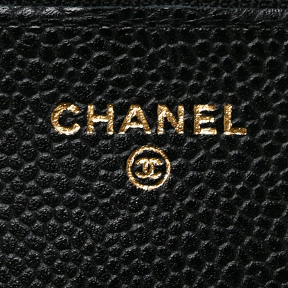 Caviar Quilted Wallet on Chain WOC Black
