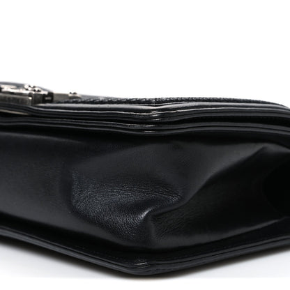 Lambskin Stitched Medium Boy Flap Black