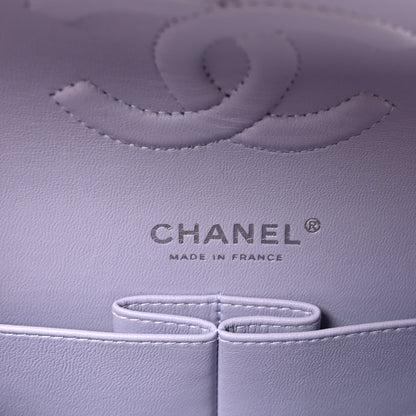 Caviar Quilted Medium Double Flap Light Purple