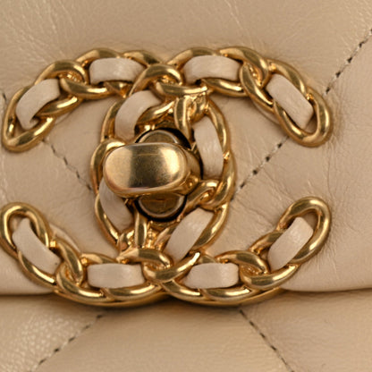 Lambskin Quilted Medium Chanel 19 Flap Beige