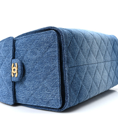 Washed Denim Quilted Small Chanel 25 Handbag Blue
