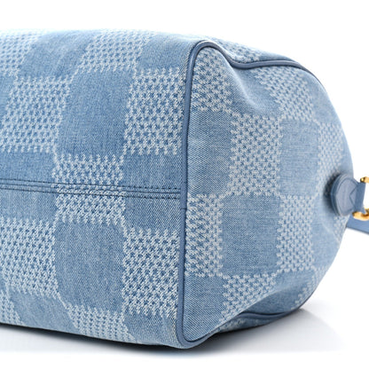 Damier Denim 3D Speedy Bandouliere 30 Denim Blue