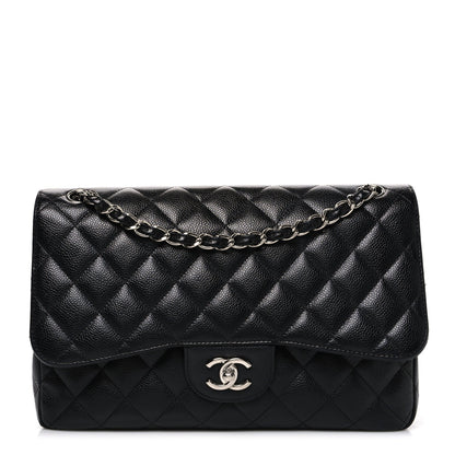 Caviar Quilted Jumbo Double Flap Black