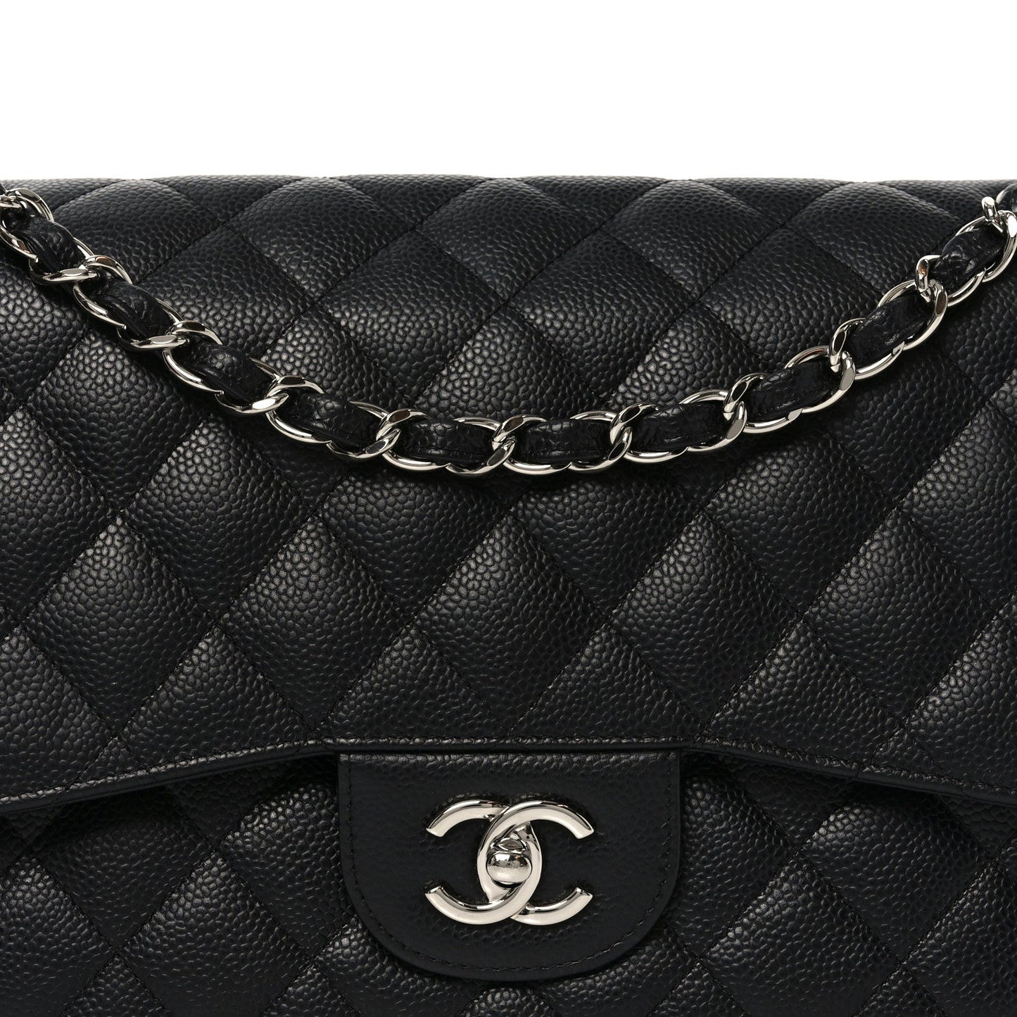 Caviar Quilted Jumbo Double Flap Black
