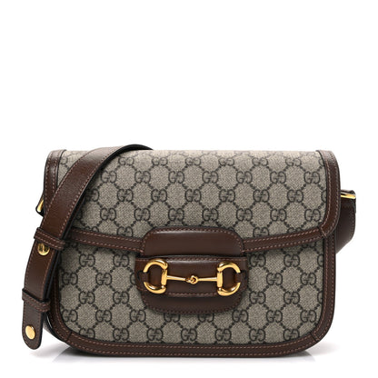 GG Supreme Monogram Horsebit 1955 Shoulder Bag Beige Brown Sugar
