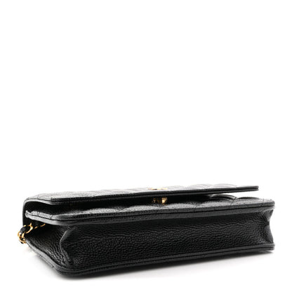 Caviar Quilted Wallet on Chain WOC Black