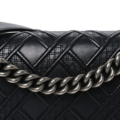 Lambskin Stitched Medium Boy Flap Black