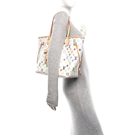 LV X TM Monogram Multicolor Neverfull MM White