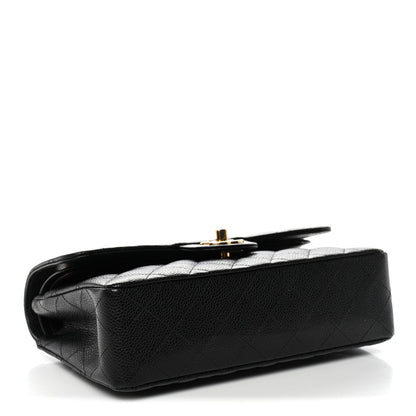 Caviar Quilted Small Double Flap Black