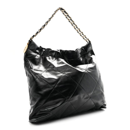 Shiny Calfskin Quilted Chanel 22 Black