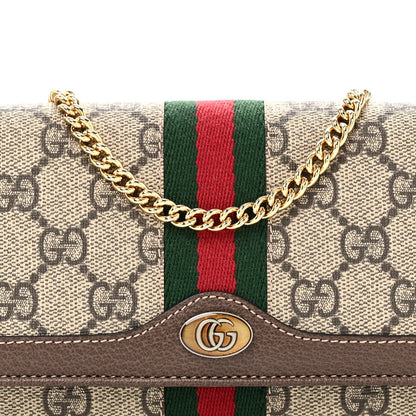 GG Supreme Monogram Web Ophidia Wallet On Chain Brown