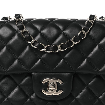Lambskin Quilted Mini Rectangular Flap Black