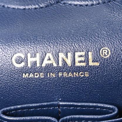 Caviar Quilted Medium Double Flap Navy