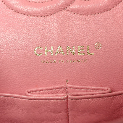 Caviar Quilted Medium Double Flap Pink