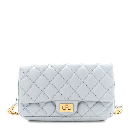 Aged Calfskin Quilted 2.55 Reissue Chain Waist Bag Light Blue