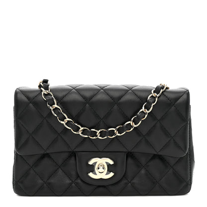 Lambskin Quilted Mini Rectangular Flap Black