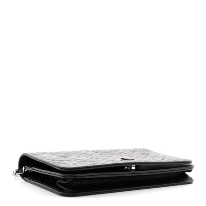 Caviar Camellia Embossed Wallet On Chain WOC Black