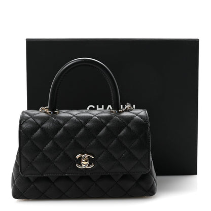 Caviar Quilted Mini Coco Handle Flap Black