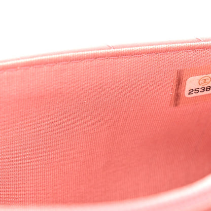 Lambskin Chevron Quilted Trendy CC Wallet On Chain WOC Pink