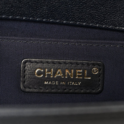 Caviar Quilted Medium Boy Flap Navy