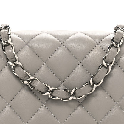 Lambskin Quilted Mini Square Flap Grey