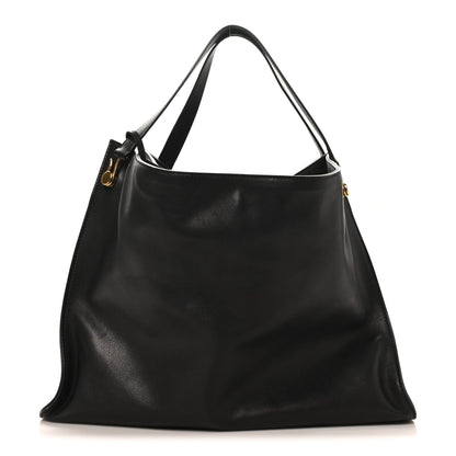 Polished Saddle Calfskin Alexia Bag Black