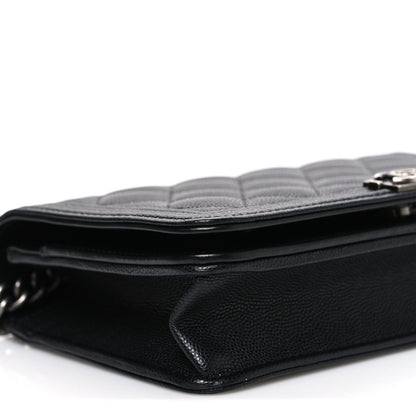 Caviar Quilted Boy Wallet On Chain WOC Black