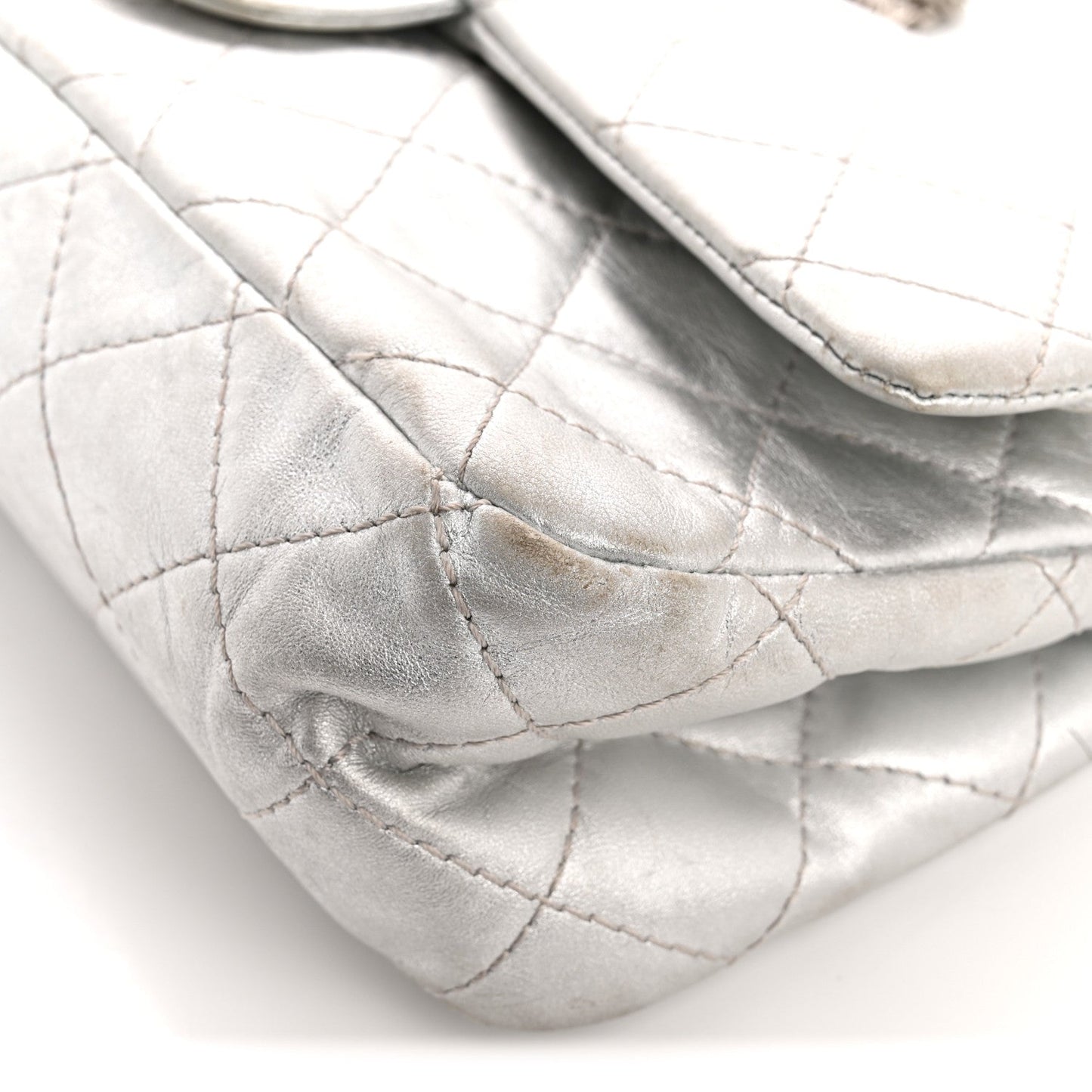 Metallic Lambskin Quilted 2.55 Reissue 227 Flap Silver