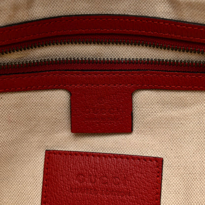 Soft GG Supreme Monogram Web Bosco Patch Small Crossbody Tote Beige Malva Hibiscus Red