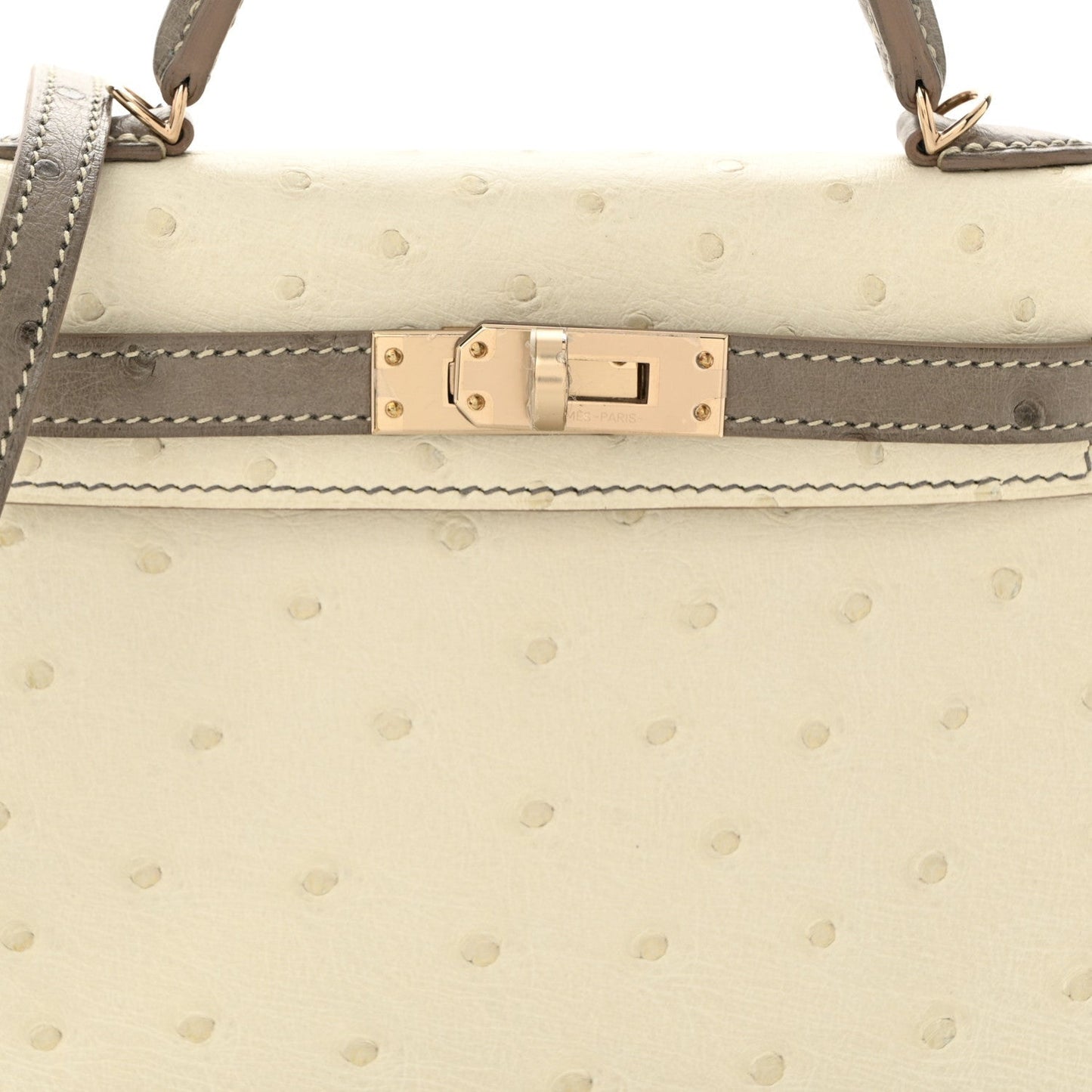 Ostrich Horseshoe Kelly Sellier Mini 20 Beton Gris Tourterelle