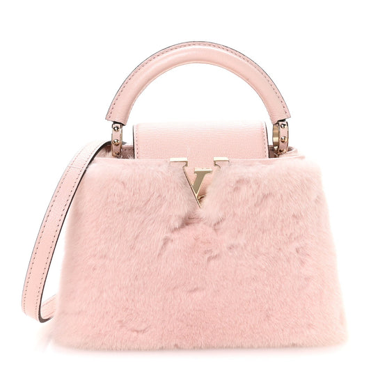 Mink Calfskin Goatskin Capucines Mini Rosewater Pink