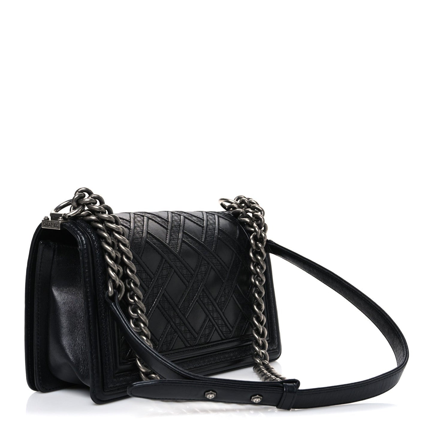 Lambskin Stitched Medium Boy Flap Black