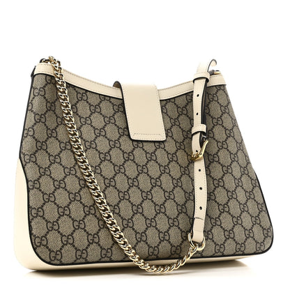 GG Supreme Monogram Moon Calfskin Medium Padlock Shoulder Bag Beige Ebony Mystic White