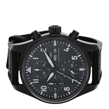 Ceramic Titanium Textile 41mm Pilot Top Gun Chronograph Automatic Watch Black IW388106