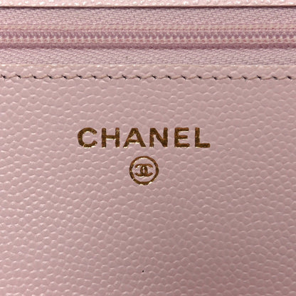 Caviar Quilted Wallet on Chain WOC Light Pink