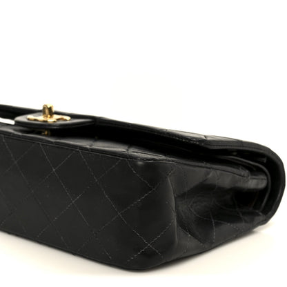 Lambskin Quilted Medium Double Flap Black