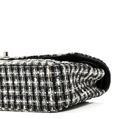 Tweed Quilted Medium Double Flap Black