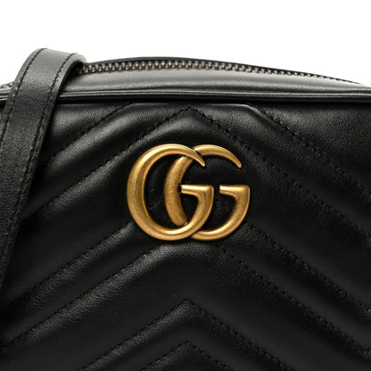 Calfskin Matelasse Mini GG Marmont Chain Shoulder Bag Black