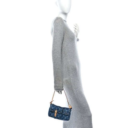 Monogram Pochette Accessories Cargo  Blue Denim