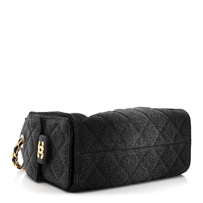 Washed Denim Quilted Mini Chanel 25 Handbag Black