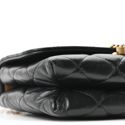 Lambskin Quilted Chanel 19 Chain Flap Wallet Black