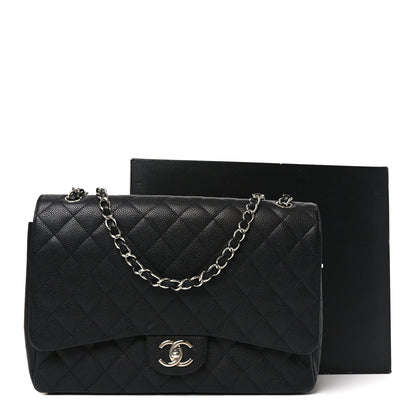 Caviar Quilted Maxi Double Flap Black