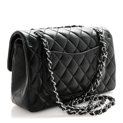 Lambskin Quilted Small Double Flap Black