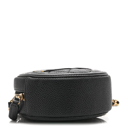 Caviar Quilted Round Filigree Crossbody Black