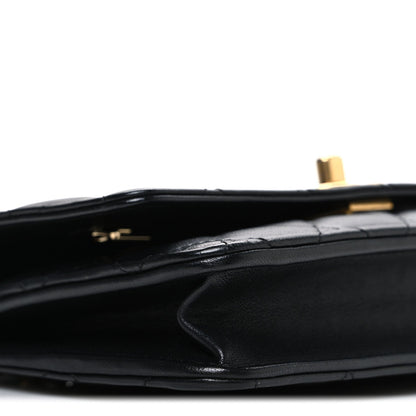 Lambskin Quilted Lion Motif Wallet On Chain WOC Black