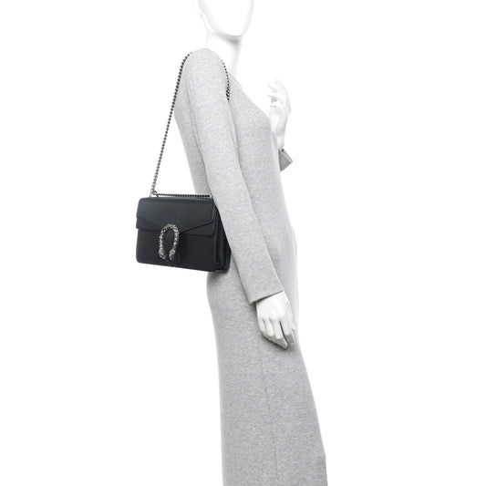 Pebbled Calfskin Small Dionysus Shoulder Bag Black