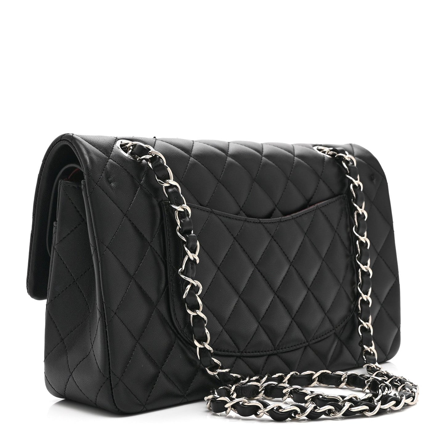 Lambskin Quilted Medium Double Flap Black