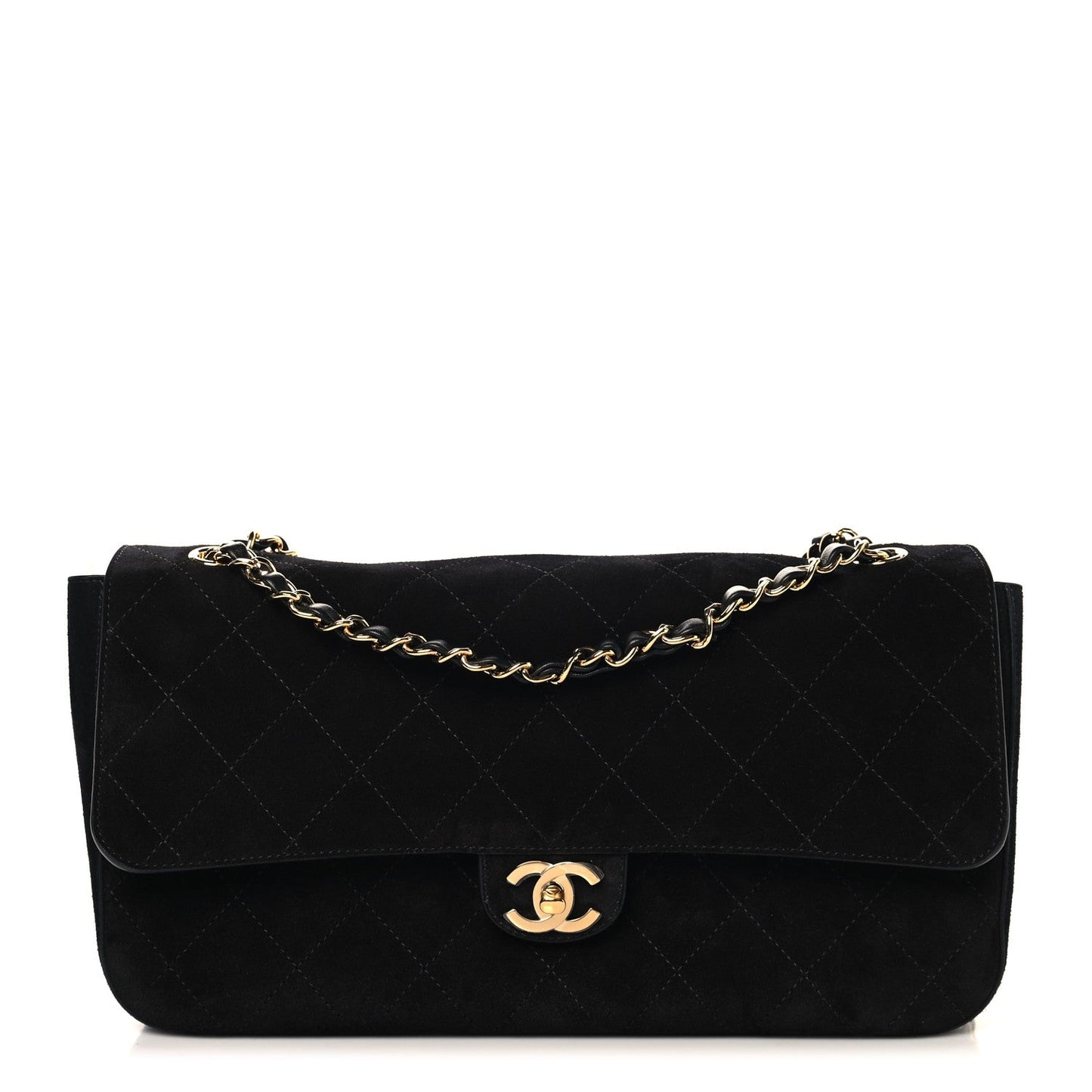 Suede Calfskin Small Souplissimo Maxi Flap Black