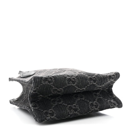 Denim Cuoio Harness GG Monogram Mini Ophidia Tote Bag Black Medium Grey