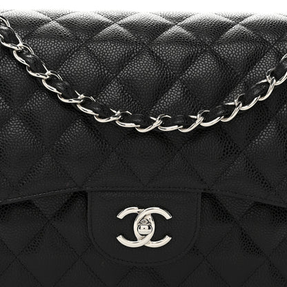 Caviar Quilted Jumbo Double Flap Black